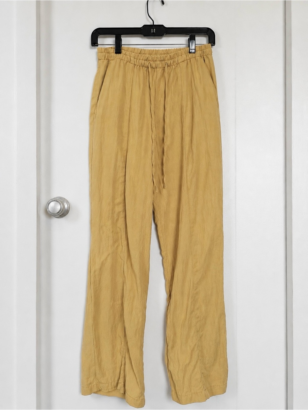 Zara Yellow Wide-Leg Drawstring Pants